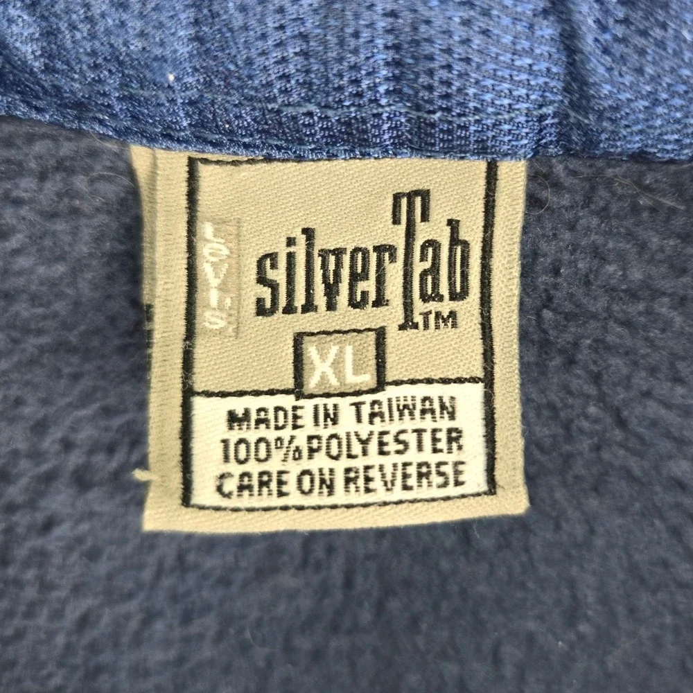 Levi's SilverTab Fleece Shirt Jacket Mens XL Navy Blue Snap Button Vintage 90s